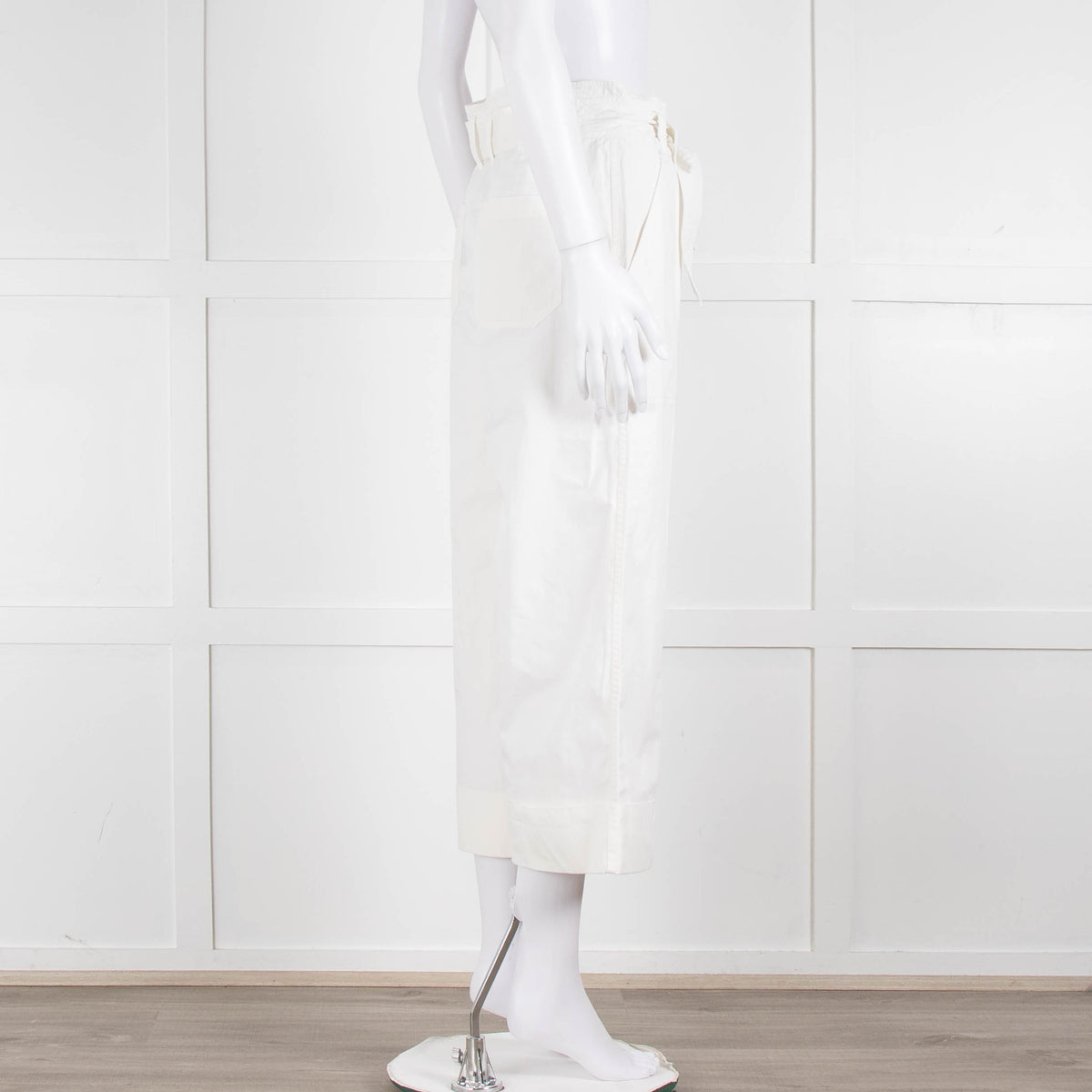 Me + Em White Cotton Cargo Trousers