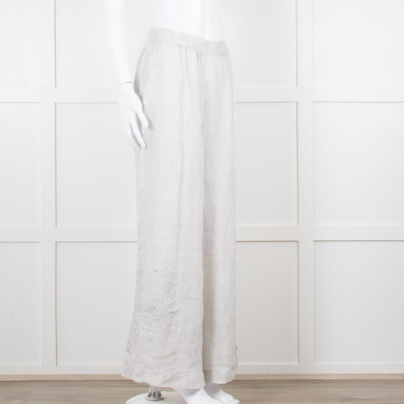 Maurizio Mykonos Grey Lace Wide Leg Trousers