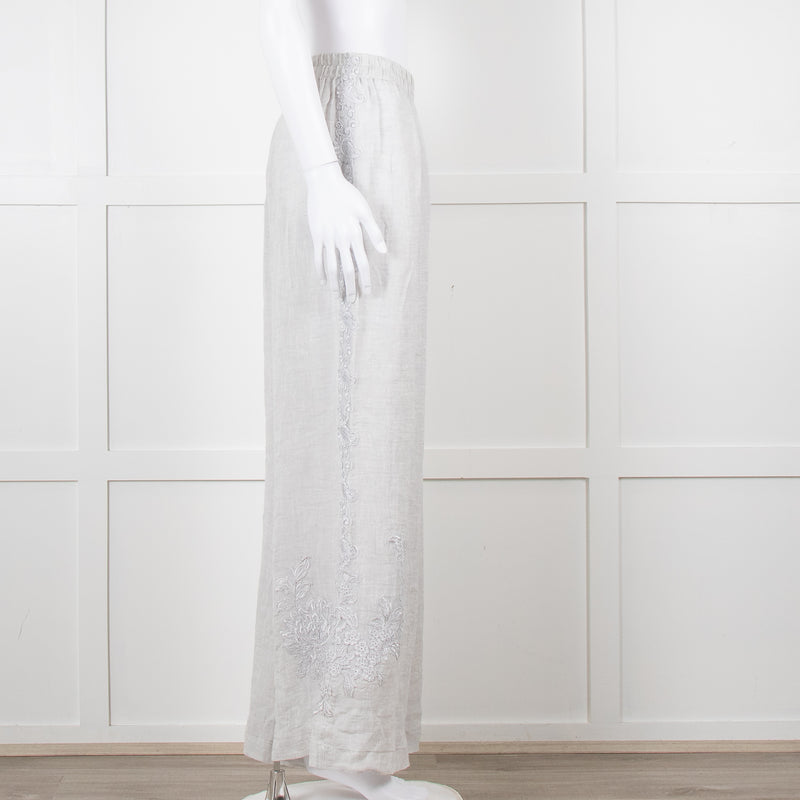 Maurizio Mykonos Grey Lace Wide Leg Trousers