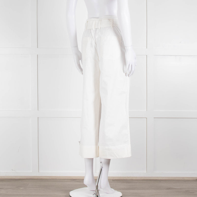 Me + Em White Cotton Cargo Trousers