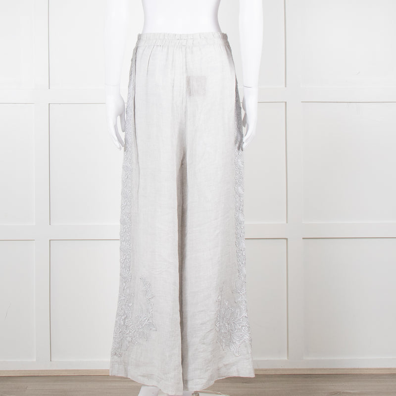 Maurizio Mykonos Grey Lace Wide Leg Trousers