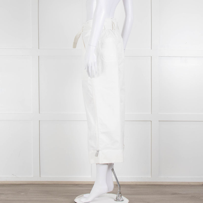 Me + Em White Cotton Cargo Trousers