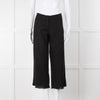 S Max Mara Black Linen Cotton Blend Frayed Hem Trousers