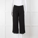 S Max Mara Black Linen Cotton Blend Frayed Hem Trousers