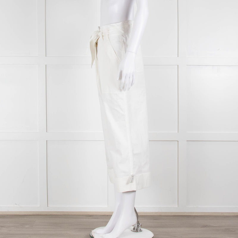 Me + Em White Cotton Cargo Trousers