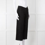 S Max Mara Black Linen Cotton Blend Frayed Hem Trousers