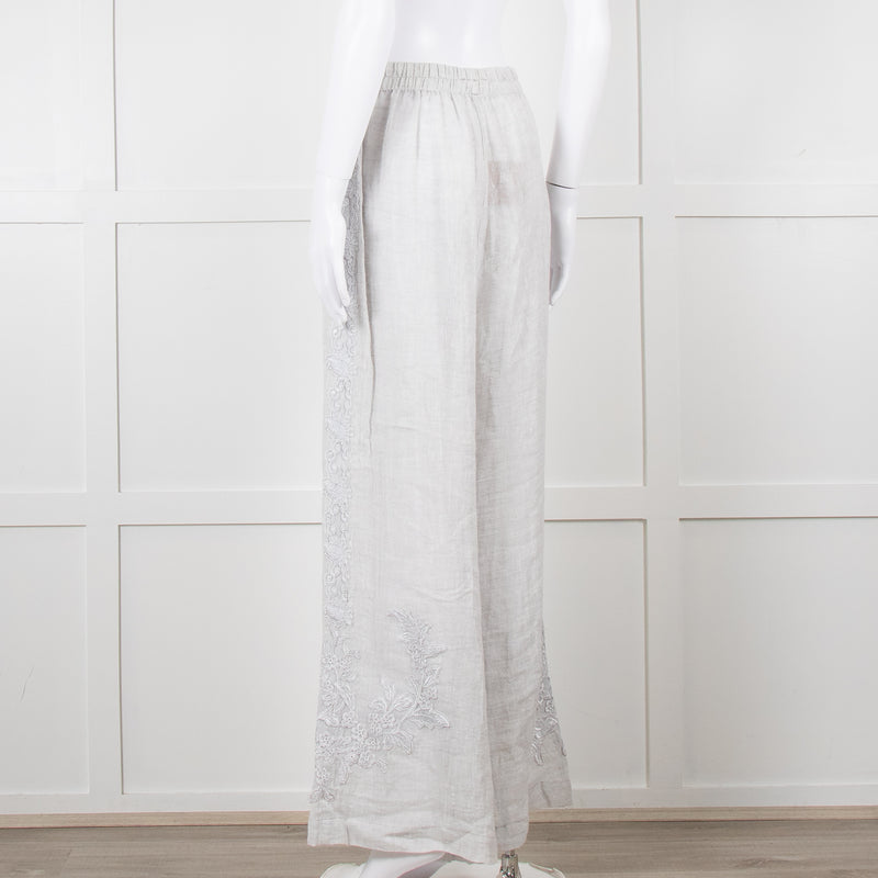 Maurizio Mykonos Grey Lace Wide Leg Trousers