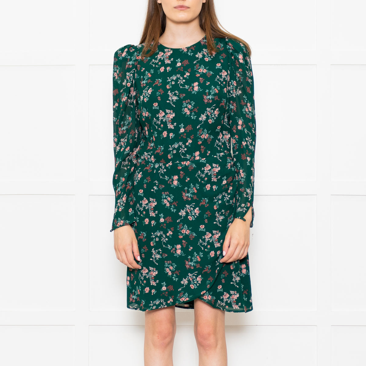 Reformation Juni Green Floral Print Dress