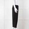 S Max Mara Black Linen Cotton Blend Frayed Hem Trousers