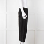 S Max Mara Black Linen Cotton Blend Frayed Hem Trousers