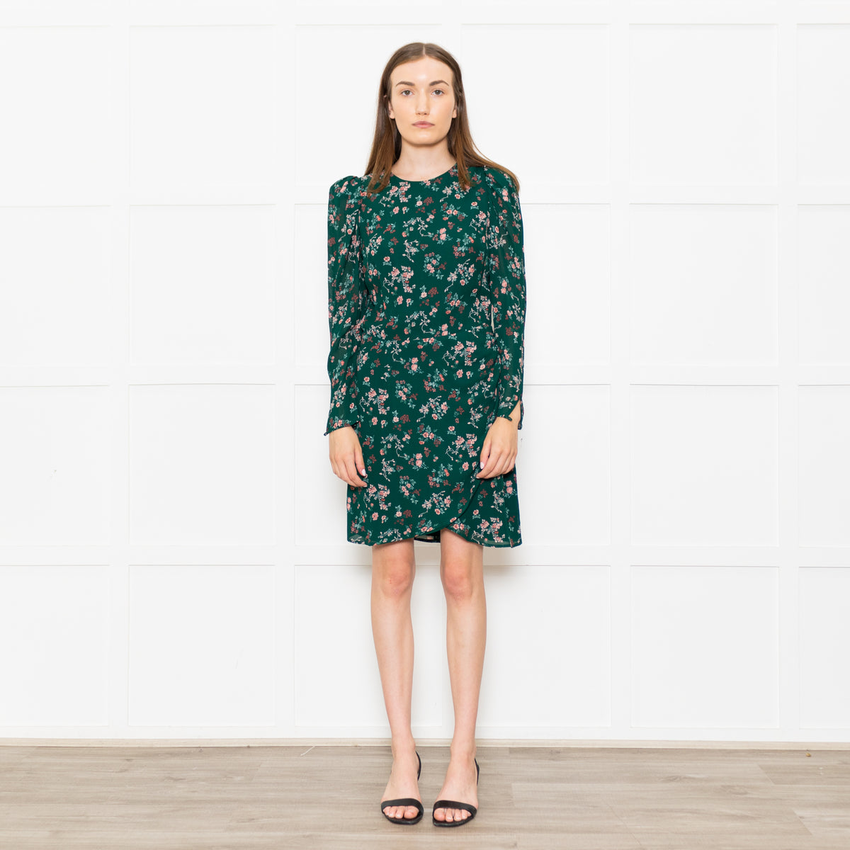 Reformation Juni Green Floral Print Dress