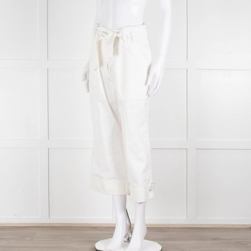Me + Em White Cotton Cargo Trousers