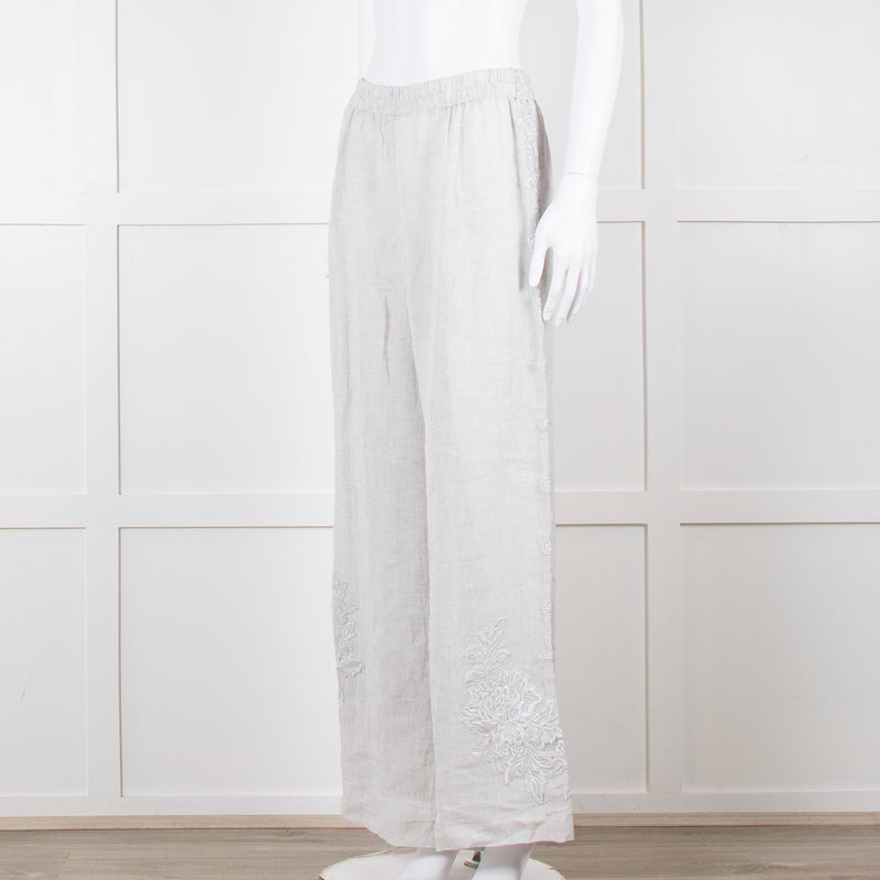 Maurizio Mykonos Grey Lace Wide Leg Trousers