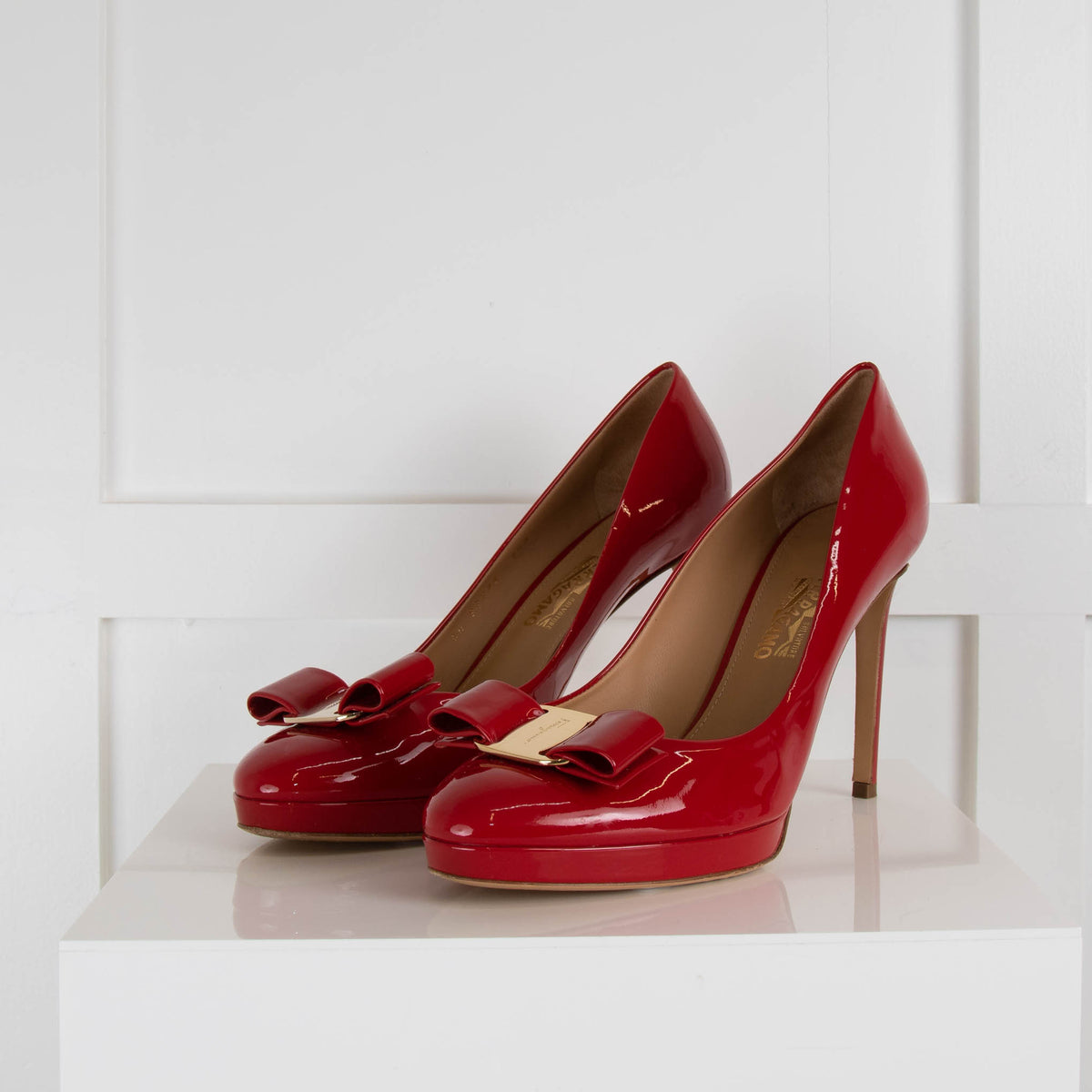 Salvatore Ferragamo Red Patent High Heel Shoes