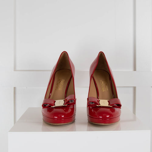 Salvatore Ferragamo Red Patent High Heel Shoes