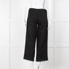 S Max Mara Black Linen Cotton Blend Frayed Hem Trousers