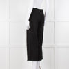 S Max Mara Black Linen Cotton Blend Frayed Hem Trousers