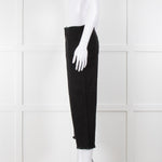 S Max Mara Black Linen Cotton Blend Frayed Hem Trousers