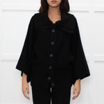 Joie Black Cashmere/Wool Mix Funnel Neck Button Cardigan