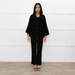 Joie Black Cashmere/Wool Mix Funnel Neck Button Cardigan