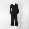 S Max Mara Black Linen Cotton Blend Frayed Edge Jacket