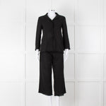 S Max Mara Black Linen Cotton Blend Frayed Edge Jacket