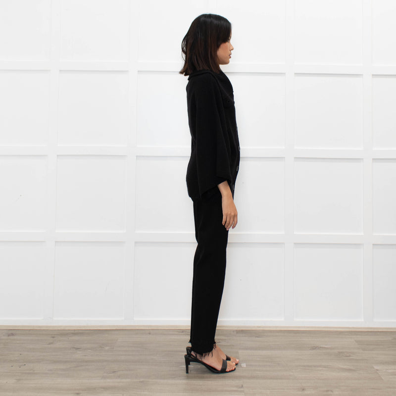Joie Black Cashmere/Wool Mix Funnel Neck Button Cardigan