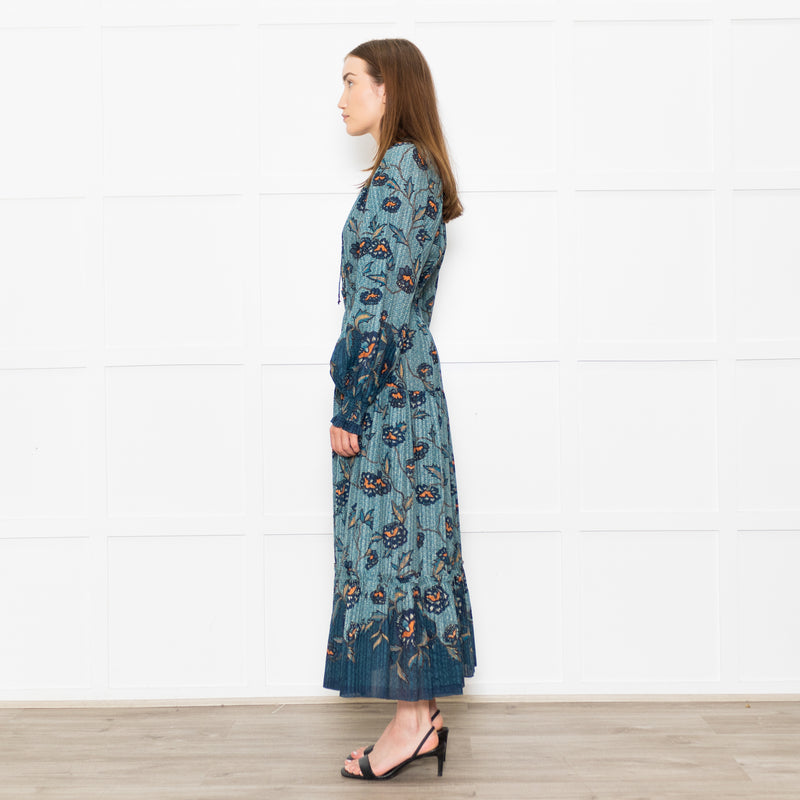 Ulla Johnson Teal Floral Patterned Maxi Dress