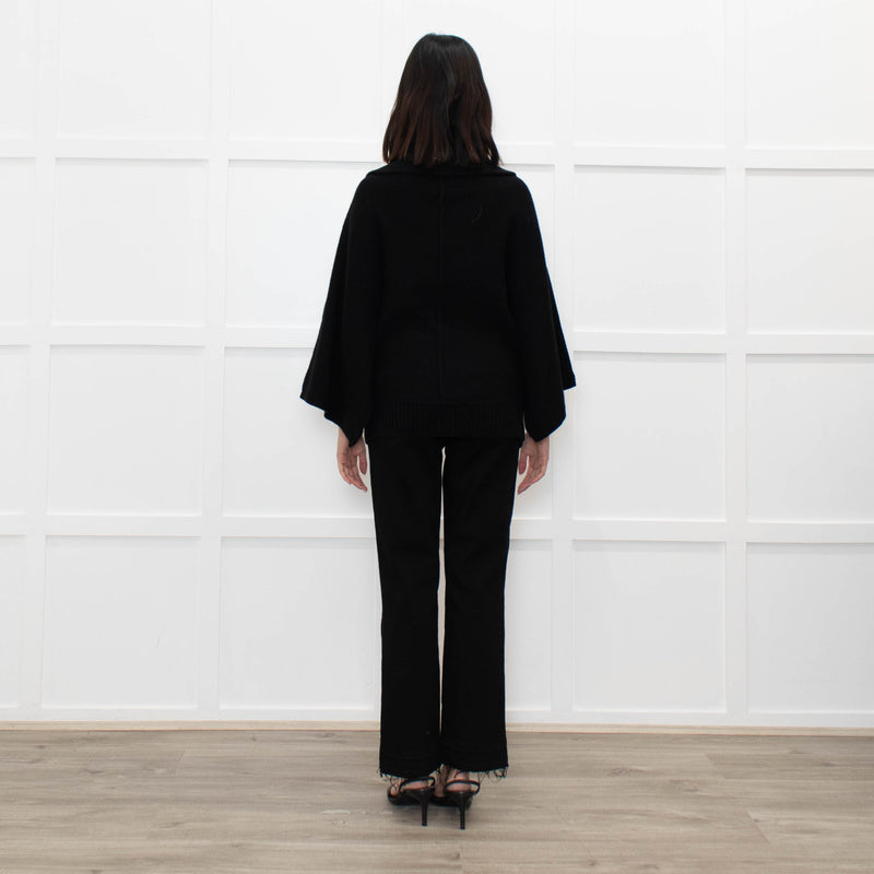 Joie Black Cashmere/Wool Mix Funnel Neck Button Cardigan