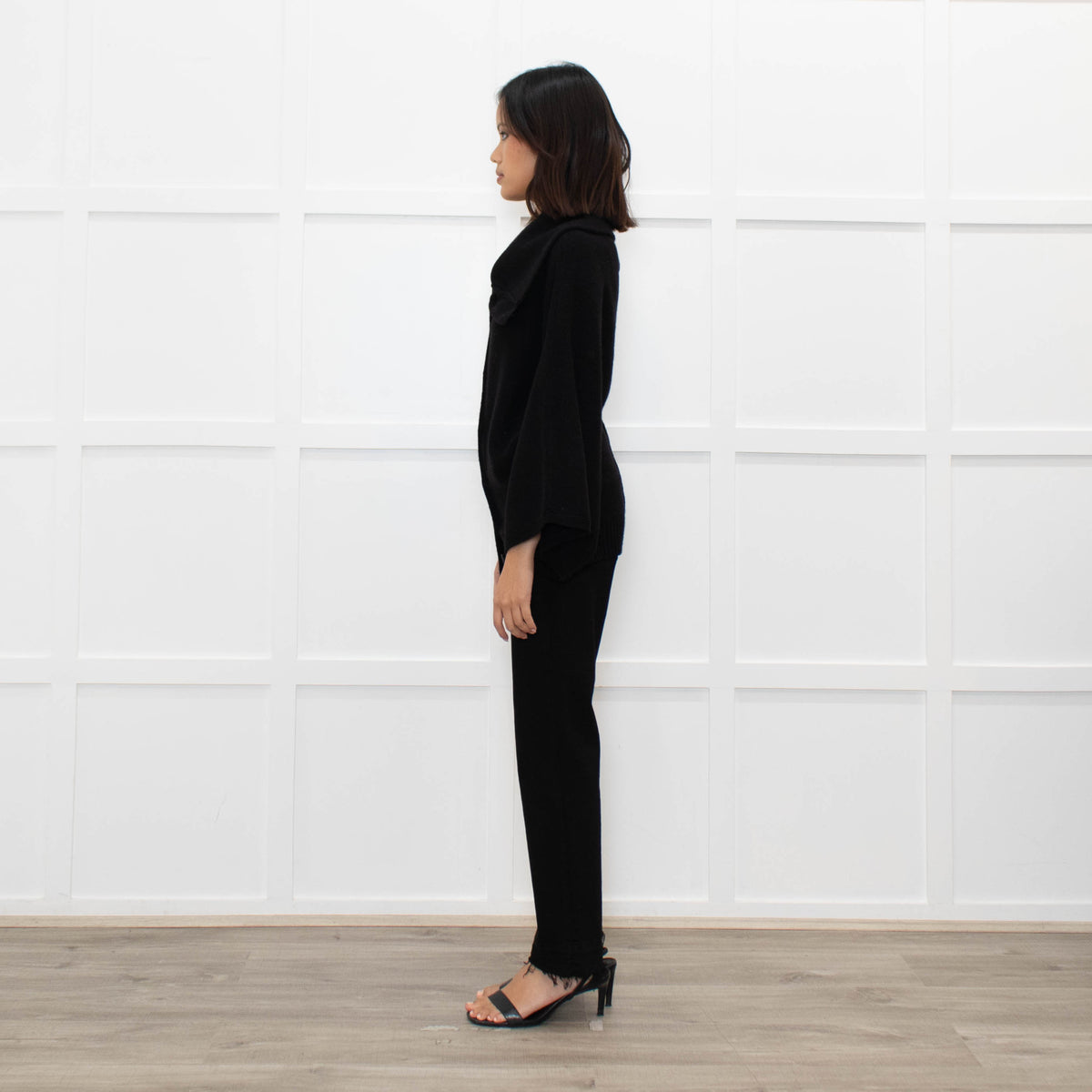 Joie Black Cashmere/Wool Mix Funnel Neck Button Cardigan