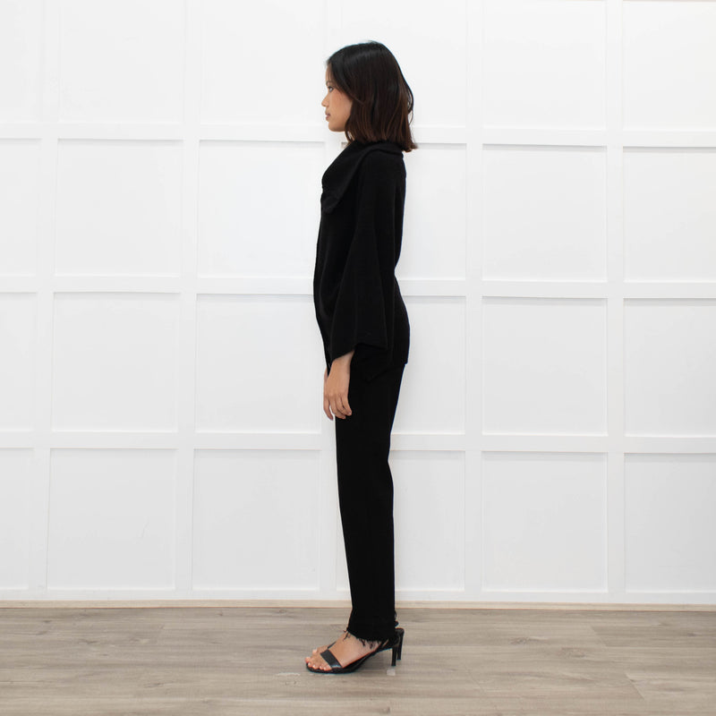 Joie Black Cashmere/Wool Mix Funnel Neck Button Cardigan