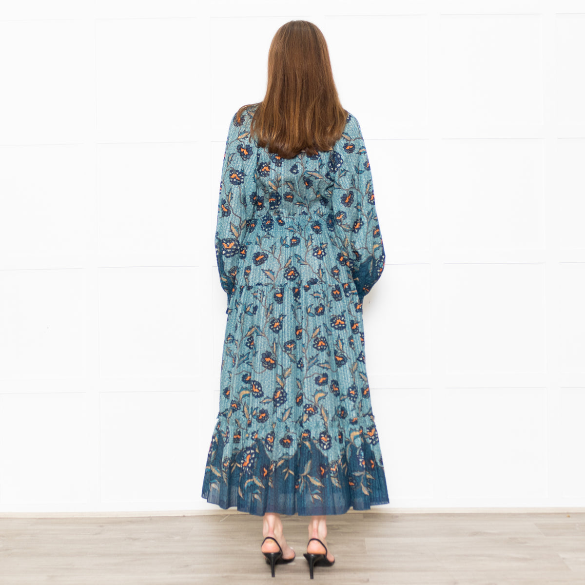 Ulla Johnson Teal Floral Patterned Maxi Dress