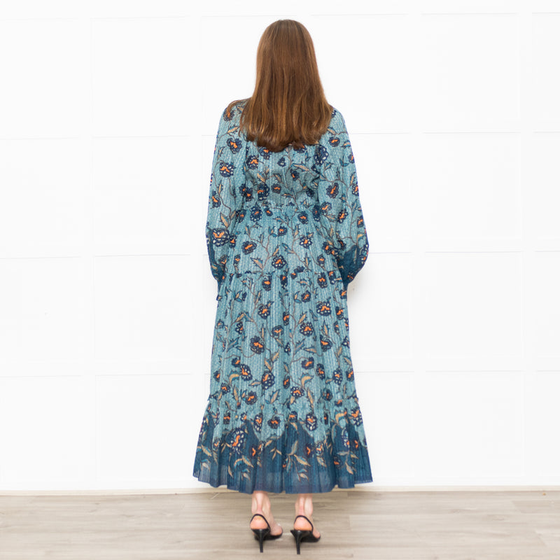 Ulla Johnson Teal Floral Patterned Maxi Dress