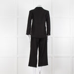 S Max Mara Black Linen Cotton Blend Frayed Edge Jacket