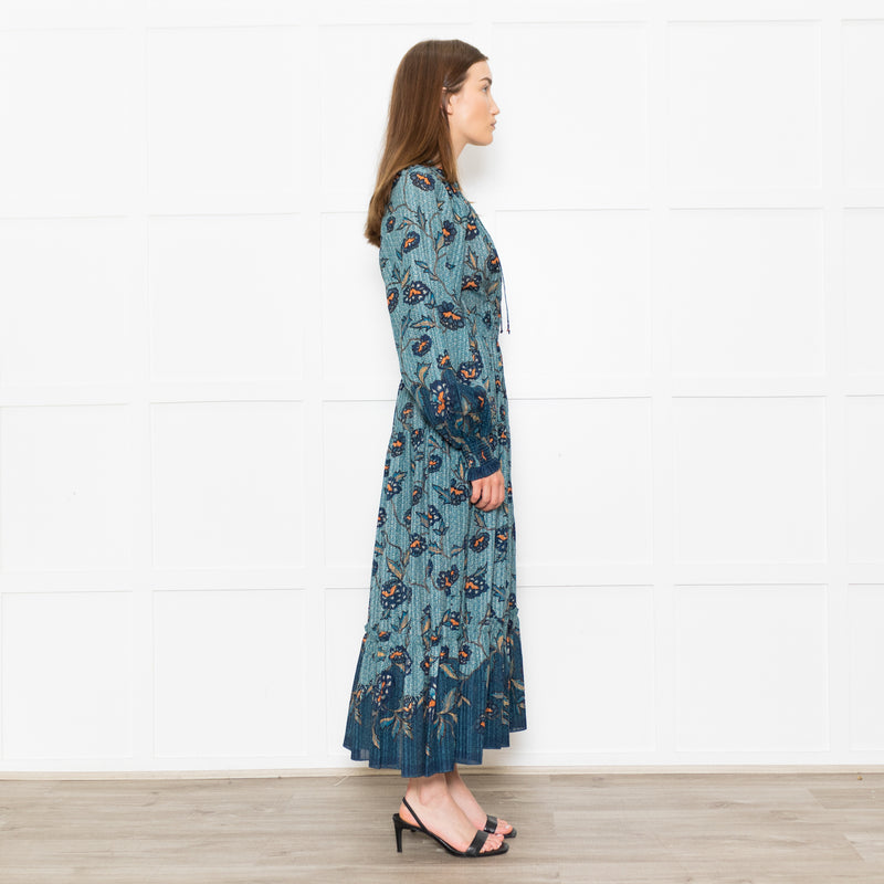 Ulla Johnson Teal Floral Patterned Maxi Dress