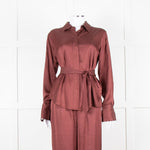 Second Female Brown Satin Collared Shirt