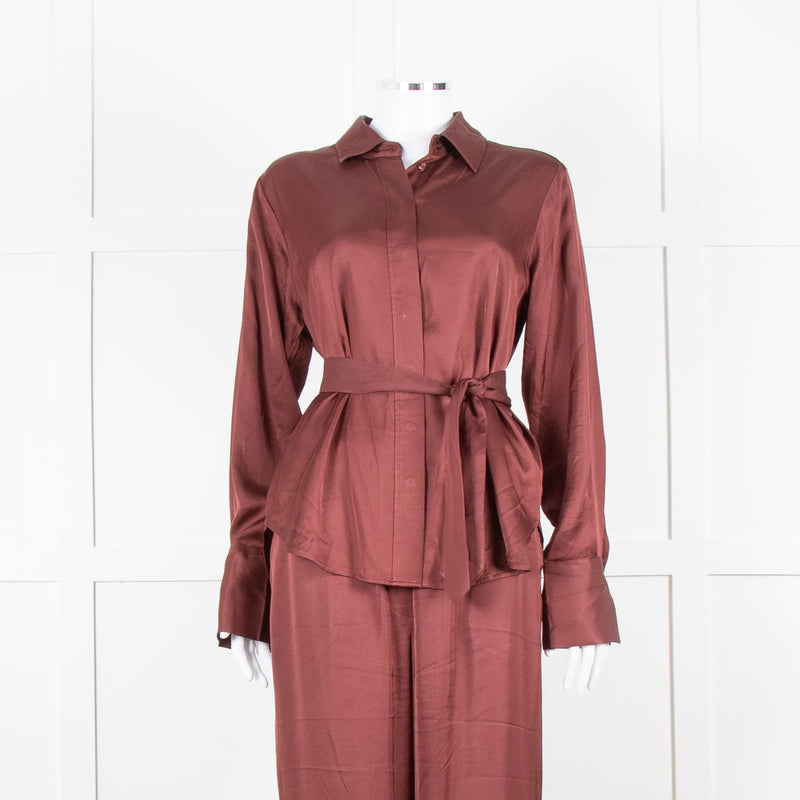 Second Female Brown Satin Collared Shirt