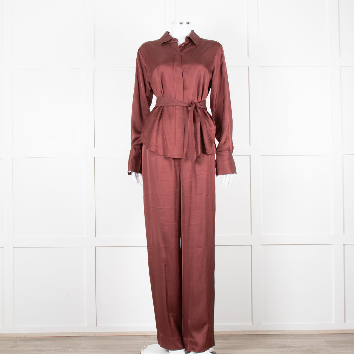 Second Female Brown Satin Collared Shirt