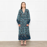 Ulla Johnson Teal Floral Patterned Maxi Dress
