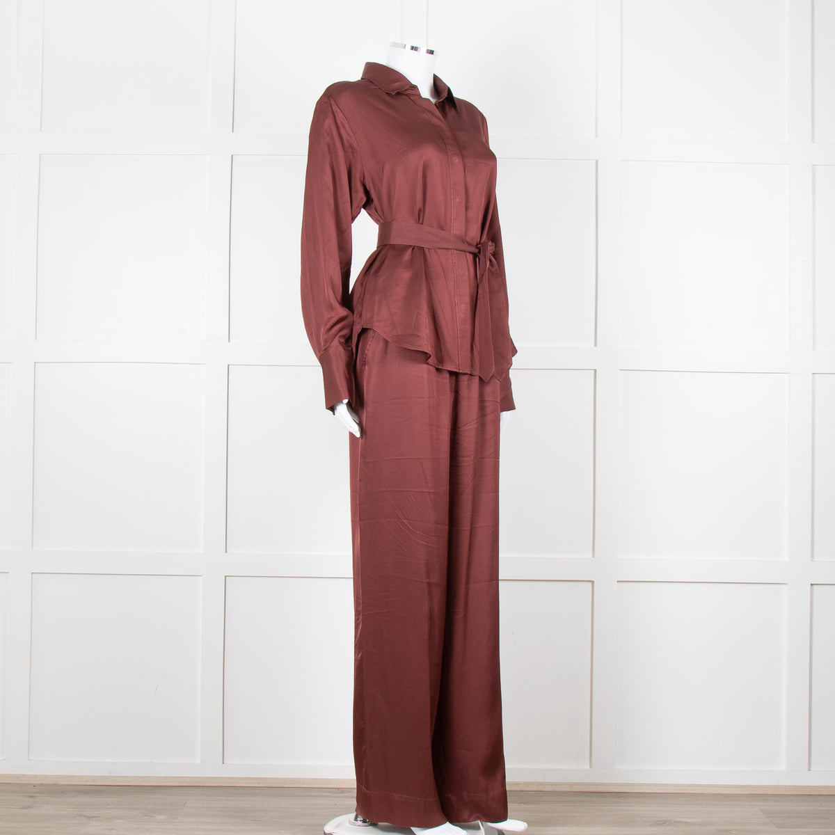 Second Female Brown Satin Collared Shirt
