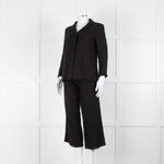 S Max Mara Black Linen Cotton Blend Frayed Edge Jacket