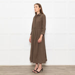 Max Mara Khaki Drawstring Waist Shirt Dress