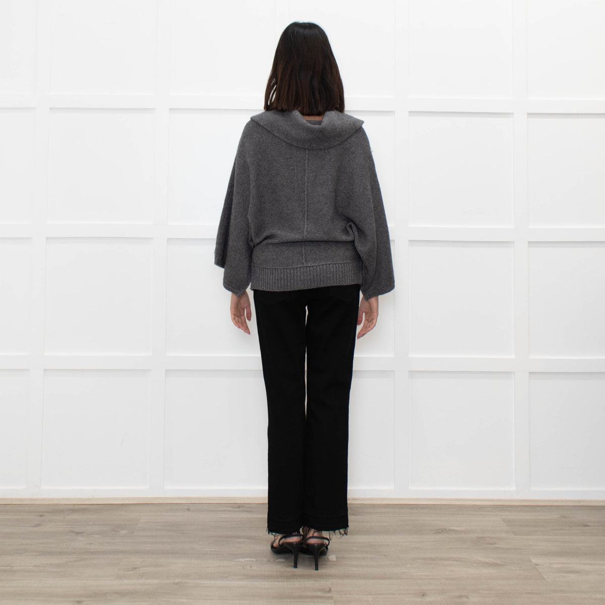 Joie Grey Cashmere/Wool Mix Funnel Neck Button Cardigan