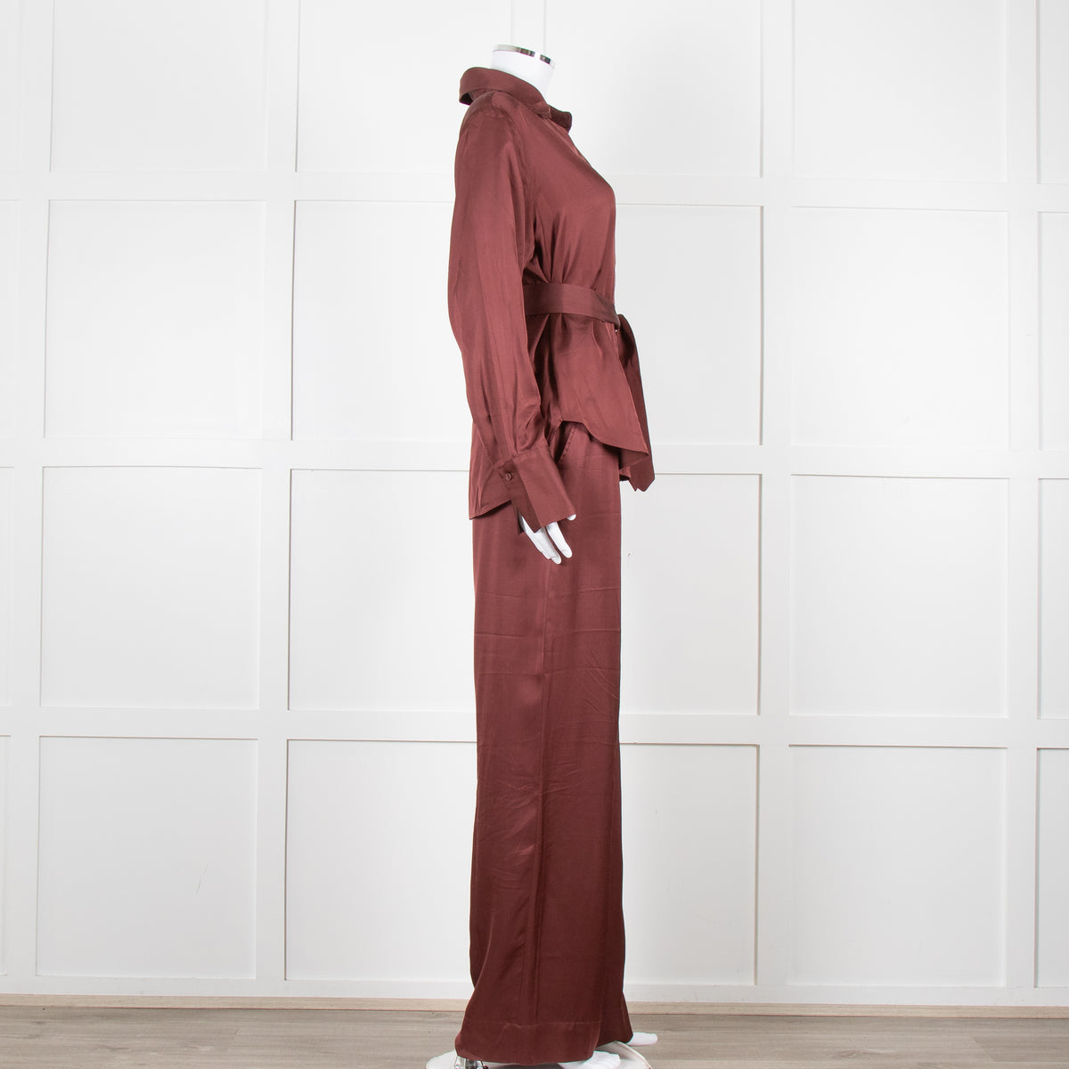 Second Female Brown Satin Collared Shirt