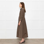 Max Mara Khaki Drawstring Waist Shirt Dress