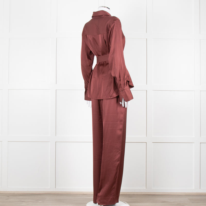 Second Female Brown Satin Wide Leg Trousers