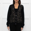 Michael Kors Black Cashmere Cardigan With Lace And Nude Front
