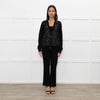 Michael Kors Black Cashmere Cardigan With Lace And Nude Front