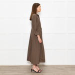 Max Mara Khaki Drawstring Waist Shirt Dress