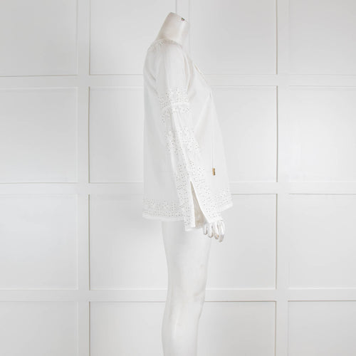 Melissa Odabash White Embroidered Long Sleeve Blouse